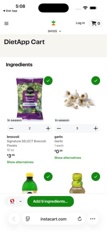 Diet App — screen 8
